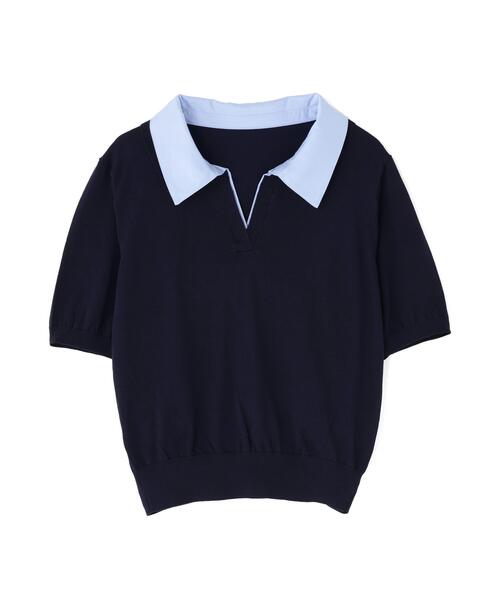 PROPORTION BODY DRESSING(プロポーションボディドレッシング)の「【加藤栞さん着用】<a>レイヤード風ポロニット / 1216179402(ニット/セーター・レディース・ピンク/ネイビー/イエロー・MEDIUM/SMALL)」の7枚目の写真