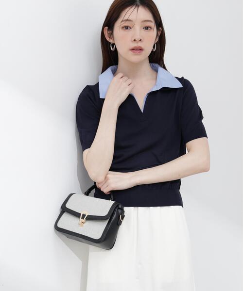 PROPORTION BODY DRESSING(プロポーションボディドレッシング)の「【加藤栞さん着用】<a>レイヤード風ポロニット / 1216179402(ニット/セーター・レディース・ピンク/ネイビー/イエロー・MEDIUM/SMALL)」の10枚目の写真