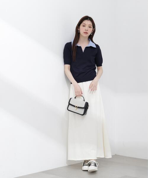 PROPORTION BODY DRESSING(プロポーションボディドレッシング)の「【加藤栞さん着用】<a>レイヤード風ポロニット / 1216179402(ニット/セーター・レディース・ピンク/ネイビー/イエロー・MEDIUM/SMALL)」の13枚目の写真