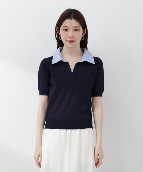 PROPORTION BODY DRESSING(プロポーションボディドレッシング)の「【加藤栞さん着用】<a>レイヤード風ポロニット / 1216179402(ニット/セーター・レディース・ピンク/ネイビー/イエロー・MEDIUM/SMALL)」の17枚目の写真