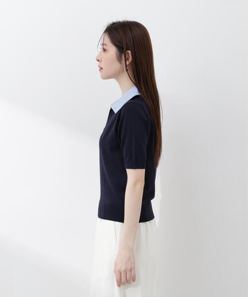 PROPORTION BODY DRESSING(プロポーションボディドレッシング)の「【加藤栞さん着用】<a>レイヤード風ポロニット / 1216179402(ニット/セーター・レディース・ピンク/ネイビー/イエロー・MEDIUM/SMALL)」の18枚目の写真