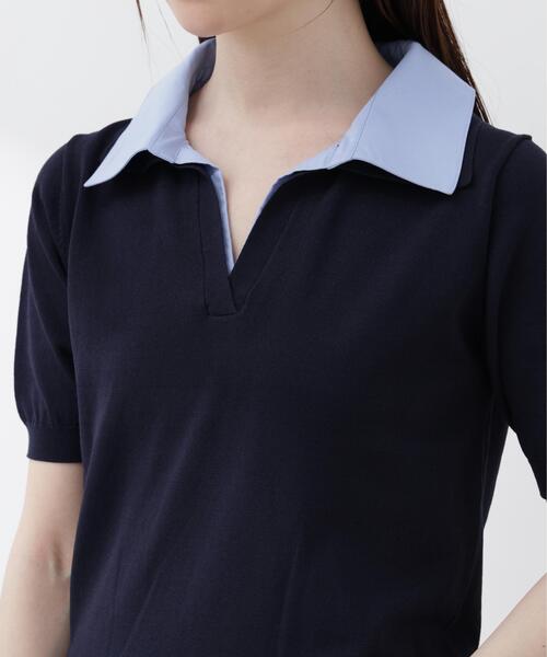 PROPORTION BODY DRESSING(プロポーションボディドレッシング)の「【加藤栞さん着用】<a>レイヤード風ポロニット / 1216179402(ニット/セーター・レディース・ピンク/ネイビー/イエロー・MEDIUM/SMALL)」の20枚目の写真