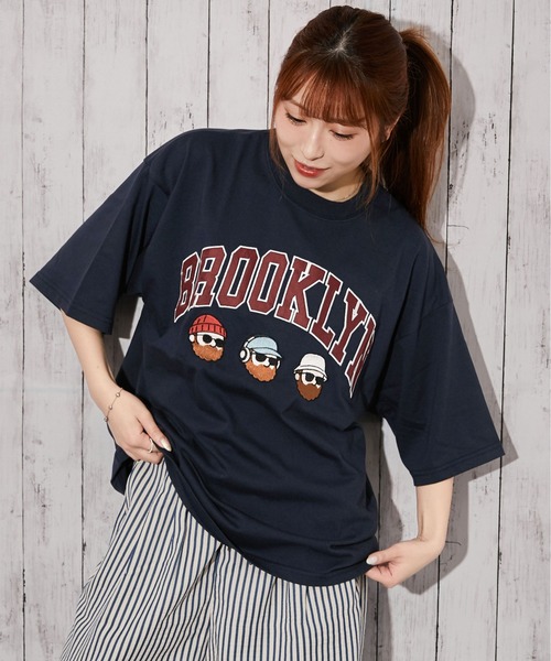 GORGE（ゴージ）の「《ひげキャラクター×ロゴ》Tシャツ／ストリート／春夏秋／全4色（Tシャツ/カットソー・レディース・オートミール/ネイビー/ブラック/オフホワイト・F）」の4枚目の写真