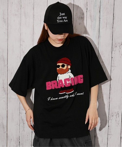 GORGE（ゴージ）の「《ひげキャラクター×ロゴ》Tシャツ／ストリート／春夏秋／全4色（Tシャツ/カットソー・レディース・オートミール/ネイビー/ブラック/オフホワイト・F）」の2枚目の写真