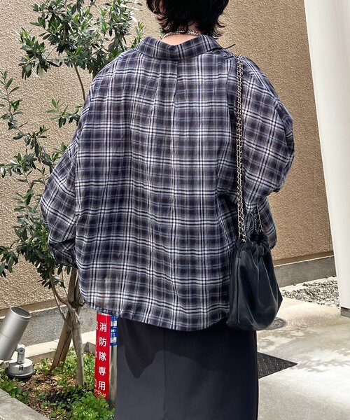 un dix cors(アンディコール)の「ショートチェックシャツ(シャツ/ブラウス・レディース・ブラック/サックスブルー・FREE)」の11枚目の写真