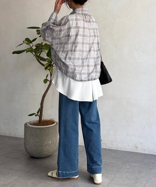 un dix cors(アンディコール)の「ショートチェックシャツ(シャツ/ブラウス・レディース・ブラック/サックスブルー・FREE)」の16枚目の写真