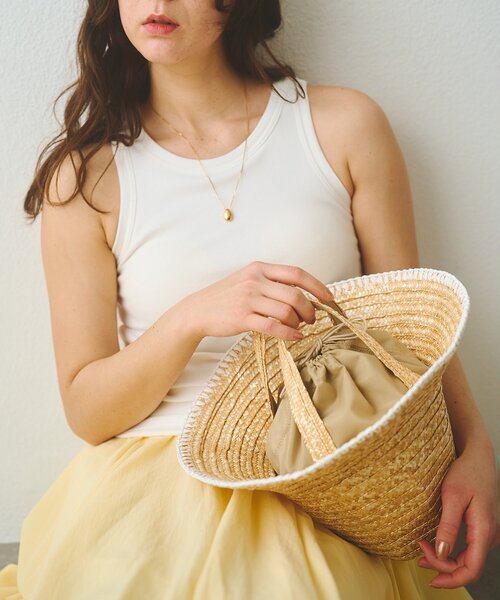 CATERINA BERTINI(カテリーナベルティーニ)の「【Caterina Bertini】別注ステッチカゴバッグ(かごバッグ・レディース・ブラック/ベージュ・FREE)」の2枚目の写真