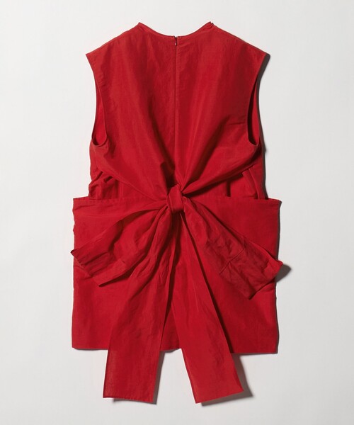 6（ロク）の「＜6(ROKU)＞麻コットン リボン チュニック（その他トップス・レディース・その他1/レッド・36/38）」の3枚目の写真