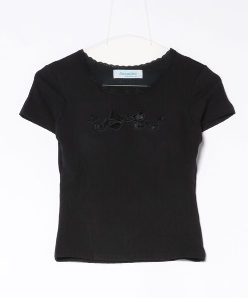 Jasmine Grandiflorum(ジャスミングランディフローラム)の「【Jasmine】カップ付き!レーススリムフィットTシャツ(Tシャツ/カットソー・レディース・ブラック/ホワイト・FREE)」の16枚目の写真