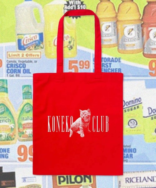 AKISHIKA design(アキシカデザイン)の「Tote Bag KONEKO CLUB(トートバッグ・メンズ・Red・ONE SIZE)」の11枚目の写真