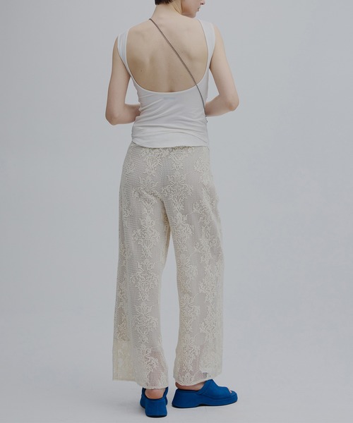 Ameri（アメリ）の「MESH DAMASK EMBROIDERY PANTS（スラックス・レディース・アイボリー/ブルー/ブラック・SMALL/MEDIUM）」の7枚目の写真