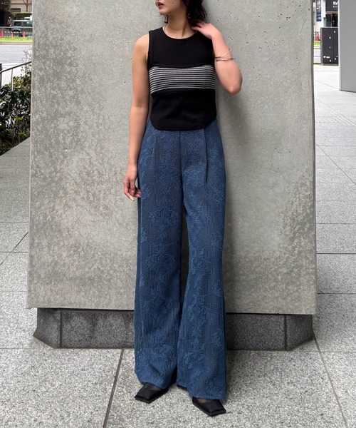 Ameri（アメリ）の「MESH DAMASK EMBROIDERY PANTS（スラックス・レディース・アイボリー/ブルー/ブラック・SMALL/MEDIUM）」の8枚目の写真