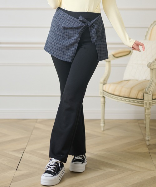 Anely（アネリー）の「チェック柄 ラップスカート付き レギンス パンツ（その他パンツ・レディース・チャコールグレー/ブラック/ネイビー・FREE）」の5枚目の写真