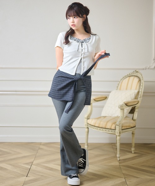 Anely（アネリー）の「チェック柄 ラップスカート付き レギンス パンツ（その他パンツ・レディース・チャコールグレー/ブラック/ネイビー・FREE）」の14枚目の写真