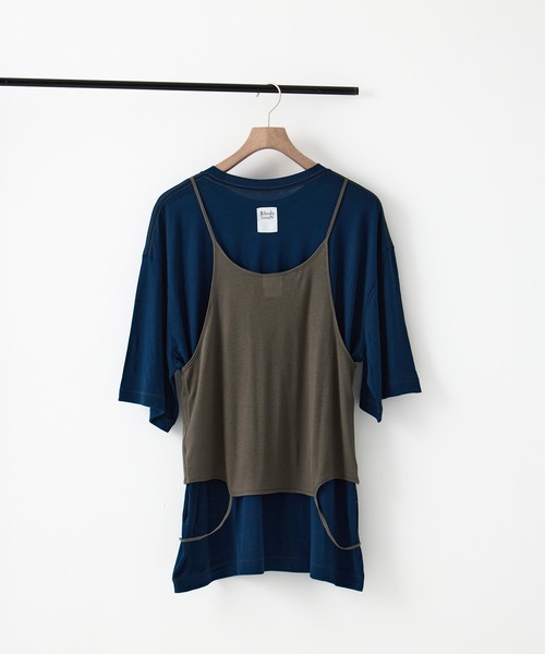 RhodolirioN（ロドリリオン）の「[RhodolirioN/ロドリリオン]Camisole Top & Loose-fitting Tee - Unit Tops/キャミソールトップ アンド ルーズフィッティングティー-ユニットトップス（Tシャツ/カットソー・レディース・ベージュ/レッド/ダークネイビー・FREE）」の4枚目の写真