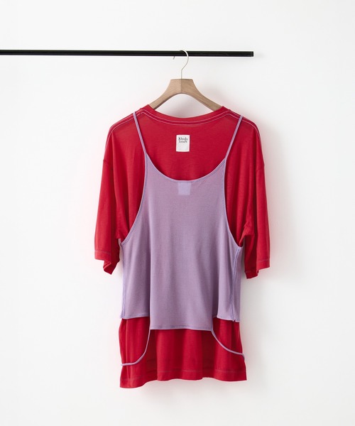 RhodolirioN（ロドリリオン）の「[RhodolirioN/ロドリリオン]Camisole Top & Loose-fitting Tee - Unit Tops/キャミソールトップ アンド ルーズフィッティングティー-ユニットトップス（Tシャツ/カットソー・レディース・ベージュ/レッド/ダークネイビー・FREE）」の6枚目の写真