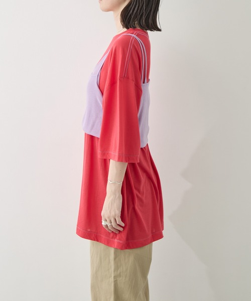 RhodolirioN（ロドリリオン）の「[RhodolirioN/ロドリリオン]Camisole Top & Loose-fitting Tee - Unit Tops/キャミソールトップ アンド ルーズフィッティングティー-ユニットトップス（Tシャツ/カットソー・レディース・ベージュ/レッド/ダークネイビー・FREE）」の22枚目の写真