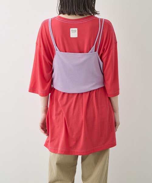 RhodolirioN（ロドリリオン）の「[RhodolirioN/ロドリリオン]Camisole Top & Loose-fitting Tee - Unit Tops/キャミソールトップ アンド ルーズフィッティングティー-ユニットトップス（Tシャツ/カットソー・レディース・ベージュ/レッド/ダークネイビー・FREE）」の21枚目の写真