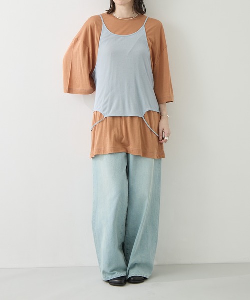 RhodolirioN（ロドリリオン）の「[RhodolirioN/ロドリリオン]Camisole Top & Loose-fitting Tee - Unit Tops/キャミソールトップ アンド ルーズフィッティングティー-ユニットトップス（Tシャツ/カットソー・レディース・ベージュ/レッド/ダークネイビー・FREE）」の14枚目の写真