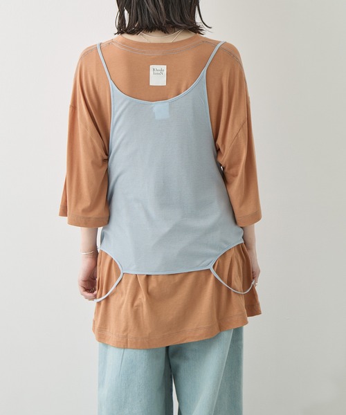 RhodolirioN（ロドリリオン）の「[RhodolirioN/ロドリリオン]Camisole Top & Loose-fitting Tee - Unit Tops/キャミソールトップ アンド ルーズフィッティングティー-ユニットトップス（Tシャツ/カットソー・レディース・ベージュ/レッド/ダークネイビー・FREE）」の9枚目の写真