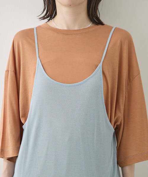 RhodolirioN（ロドリリオン）の「[RhodolirioN/ロドリリオン]Camisole Top & Loose-fitting Tee - Unit Tops/キャミソールトップ アンド ルーズフィッティングティー-ユニットトップス（Tシャツ/カットソー・レディース・ベージュ/レッド/ダークネイビー・FREE）」の11枚目の写真