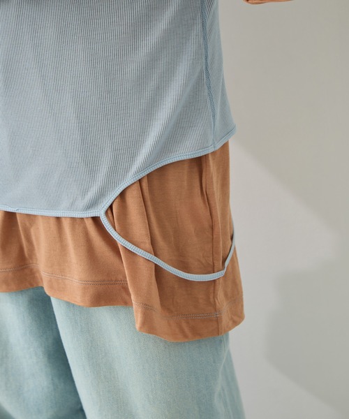 RhodolirioN（ロドリリオン）の「[RhodolirioN/ロドリリオン]Camisole Top & Loose-fitting Tee - Unit Tops/キャミソールトップ アンド ルーズフィッティングティー-ユニットトップス（Tシャツ/カットソー・レディース・ベージュ/レッド/ダークネイビー・FREE）」の13枚目の写真