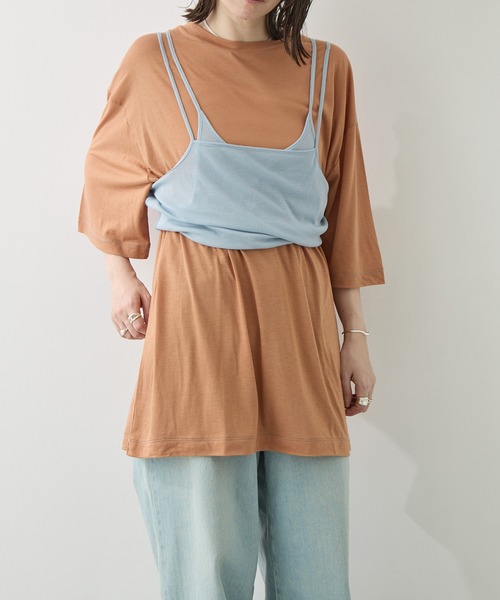 RhodolirioN（ロドリリオン）の「[RhodolirioN/ロドリリオン]Camisole Top & Loose-fitting Tee - Unit Tops/キャミソールトップ アンド ルーズフィッティングティー-ユニットトップス（Tシャツ/カットソー・レディース・ベージュ/レッド/ダークネイビー・FREE）」の15枚目の写真