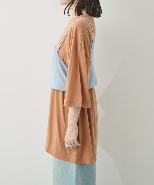 RhodolirioN（ロドリリオン）の「[RhodolirioN/ロドリリオン]Camisole Top & Loose-fitting Tee - Unit Tops/キャミソールトップ アンド ルーズフィッティングティー-ユニットトップス（Tシャツ/カットソー・レディース・ベージュ/レッド/ダークネイビー・FREE）」の17枚目の写真