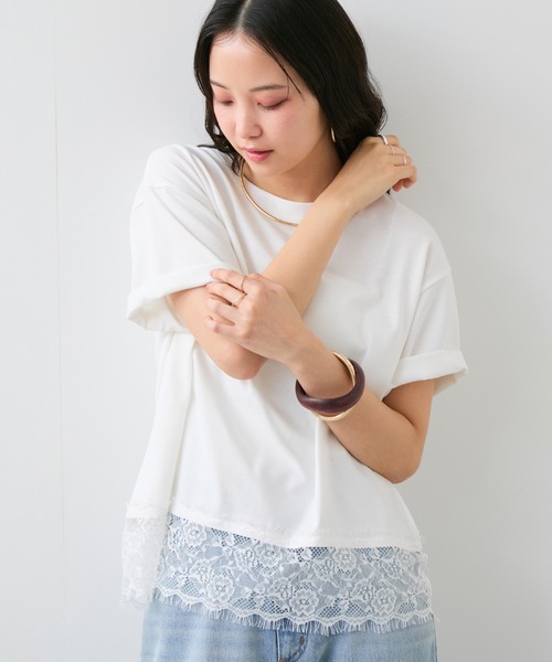 裾レースフレンチプルオーバー（Tシャツ/カットソー）｜VIS（ビス）の