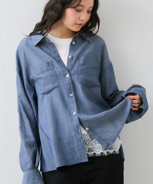 VIS(ビス)の「裾レースフレンチプルオーバー(Tシャツ/カットソー・レディース・キナリ/ブラック・FREE)」の21枚目の写真