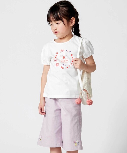 BeBe(ベベ)の「【抗菌・防臭】ケーキプリント天竺パフスリーブTシャツ(90~130cm)(Tシャツ/カットソー・キッズ・イエロー/ホワイト・XS/M/L/S)」の3枚目の写真