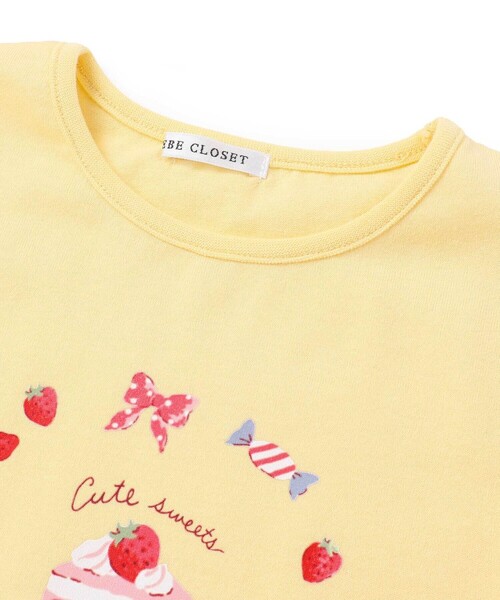 BeBe(ベベ)の「【抗菌・防臭】ケーキプリント天竺パフスリーブTシャツ(90~130cm)(Tシャツ/カットソー・キッズ・イエロー/ホワイト・XS/M/L/S)」の9枚目の写真