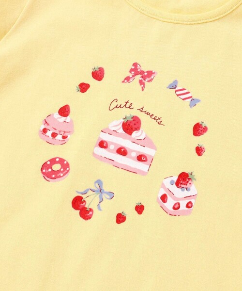 BeBe(ベベ)の「【抗菌・防臭】ケーキプリント天竺パフスリーブTシャツ(90~130cm)(Tシャツ/カットソー・キッズ・イエロー/ホワイト・XS/M/L/S)」の10枚目の写真