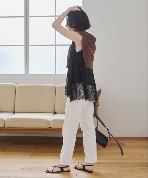 ANGIE(アンジー)の「裾レース ドッキング タンクトップ / ノースリーブプルオーバー / 夏服(タンクトップ・レディース・ホワイト/ブラック・FREE)」の21枚目の写真