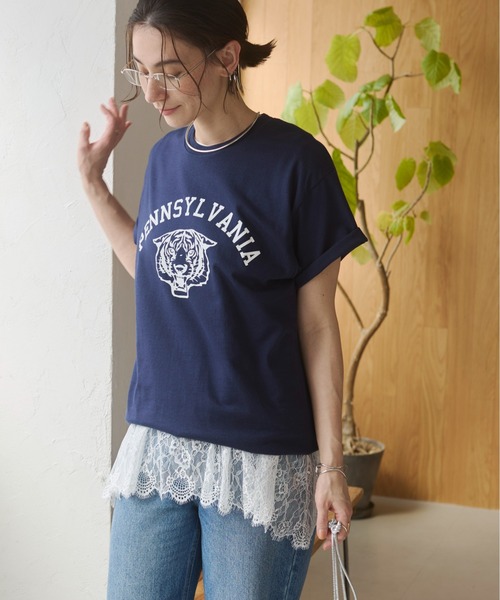 ANGIE(アンジー)の「裾レース ドッキング タンクトップ / ノースリーブプルオーバー / 夏服(タンクトップ・レディース・ホワイト/ブラック・FREE)」の13枚目の写真