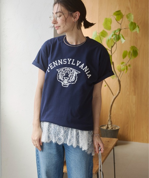 ANGIE(アンジー)の「裾レース ドッキング タンクトップ / ノースリーブプルオーバー / 夏服(タンクトップ・レディース・ホワイト/ブラック・FREE)」の14枚目の写真