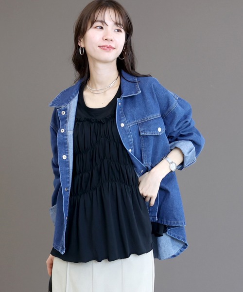 Aletta vita(アレッタビータ)の「接触冷感綿天竺フロントギャザーカットソー(Tシャツ/カットソー・レディース・ブラック/アイボリー・M)」の19枚目の写真