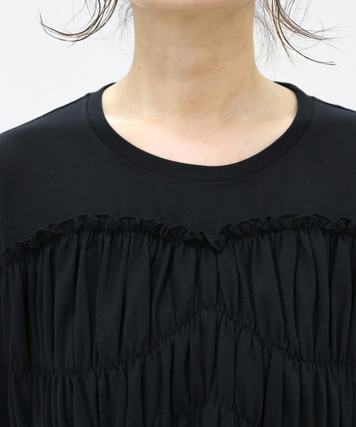 Aletta vita(アレッタビータ)の「接触冷感綿天竺フロントギャザーカットソー(Tシャツ/カットソー・レディース・ブラック/アイボリー・M)」の22枚目の写真
