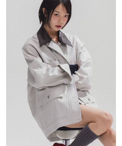 ANNEHEARTS(アンハーツ)の「Signature Logo Overfit Work Jacket_GREY(デニムジャケット・レディース・その他・SMALL/MEDIUM)」の1枚目の写真