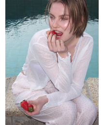 Sheer Frill Cardigan, White