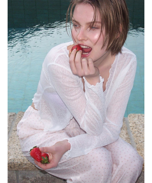 ETMON(エトモン)の「Sheer Frill Cardigan, White(カーディガン/ボレロ・レディース・その他・F)」の1枚目の写真