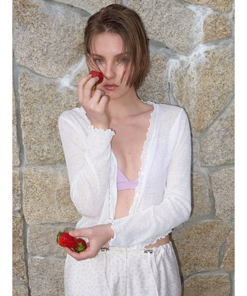 ETMON(エトモン)の「Sheer Frill Cardigan, White(カーディガン/ボレロ・レディース・その他・F)」の2枚目の写真