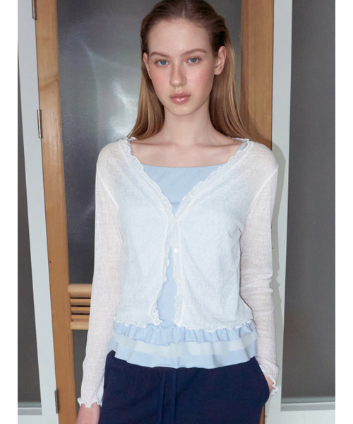 ETMON(エトモン)の「Sheer Frill Cardigan, White(カーディガン/ボレロ・レディース・その他・F)」の3枚目の写真