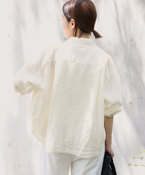 IENA（イエナ）の「《追加》リネンワイドショートシャツ（シャツ/ブラウス・レディース・サックスブルー/ブラウン/ホワイト・FREE）」の13枚目の写真