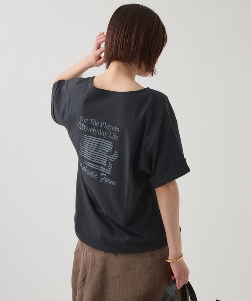 Russell Athletic(ラッセルアスレティック)の「【RUSSELL ATHLETIC】<別注>ドロストTEE(Tシャツ/カットソー・レディース・ホワイト/チャコール・フリー)」の6枚目の写真