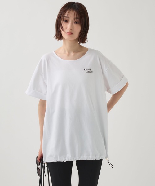 Russell Athletic(ラッセルアスレティック)の「【RUSSELL ATHLETIC】<別注>ドロストTEE(Tシャツ/カットソー・レディース・ホワイト/チャコール・フリー)」の11枚目の写真