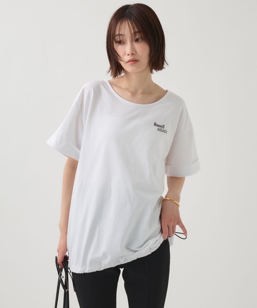 Russell Athletic(ラッセルアスレティック)の「【RUSSELL ATHLETIC】<別注>ドロストTEE(Tシャツ/カットソー・レディース・ホワイト/チャコール・フリー)」の12枚目の写真