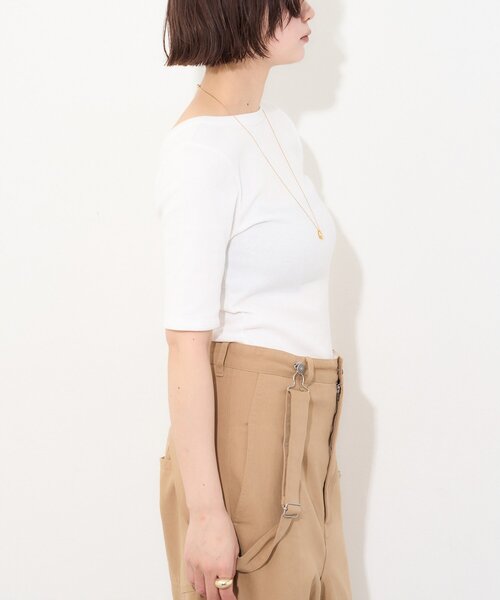 Whim Gazette(ウィムガゼット)の「半袖バックシャンカットソー(Tシャツ/カットソー・レディース・オフホワイト/ブラック・FREE)」の10枚目の写真