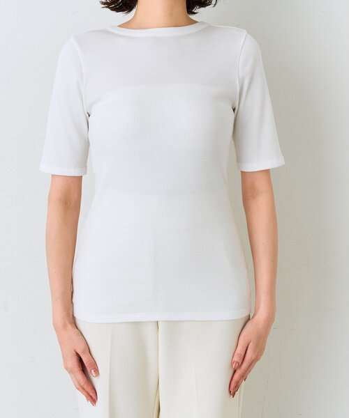 Whim Gazette(ウィムガゼット)の「半袖バックシャンカットソー(Tシャツ/カットソー・レディース・オフホワイト/ブラック・FREE)」の22枚目の写真