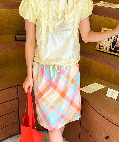 SINOON（シヌーン）の「Check Printed Midi Skirt (Orange)（スカート・レディース・オレンジ・FREE）」の9枚目の写真